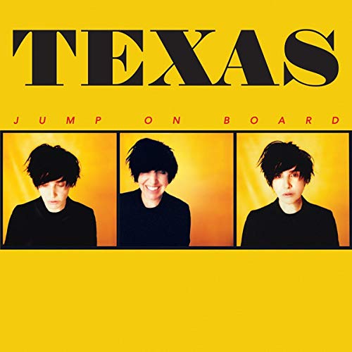 "Album cover with three photos of a person against a yellow and orange gradient background."