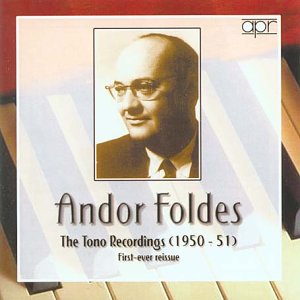 CD cover featuring a portrait of pianist Andor Foldes with piano keys.
