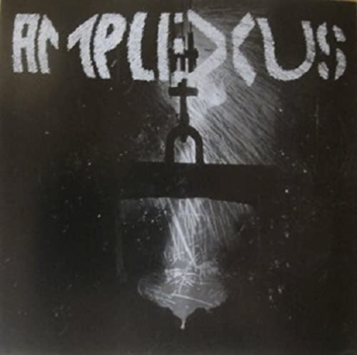 Black and white CD cover with a cross-shaped chandelier design.