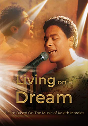 DVD cover featuring a man singing into a microphone, titled "Living on a Dream".