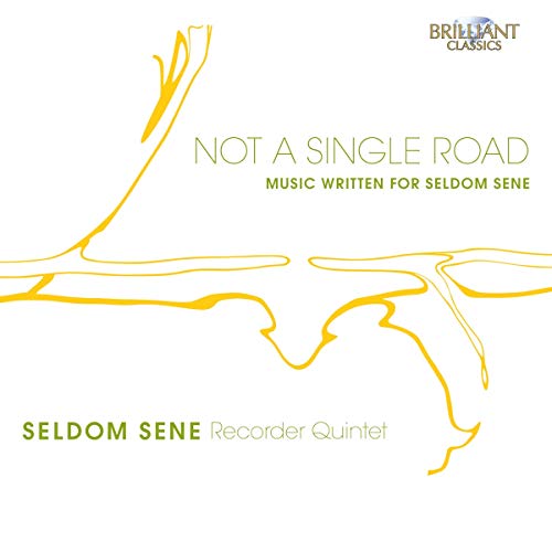 "Album cover with white background, yellow abstract lines, and green text."