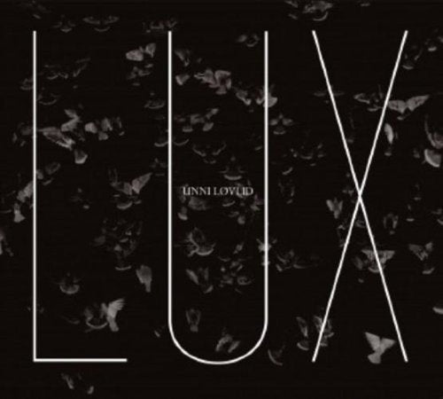 "CD cover with 'LUX' in white on a black floral background."