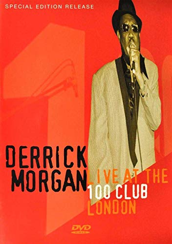 Derrick Morgan on DVD cover, performing with a microphone, red background.