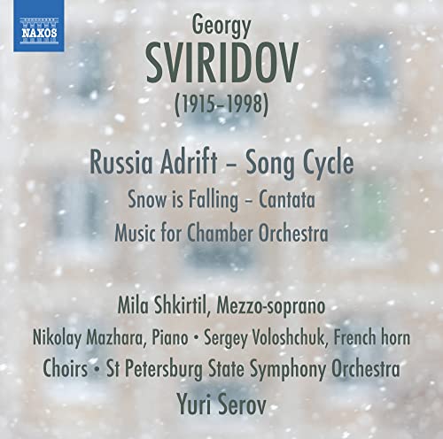 CD cover for Georgy Sviridov’s “Russia Adrift” with snowy landscape.