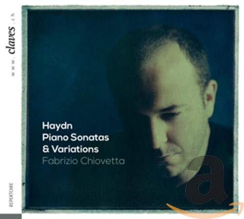 CD cover featuring a portrait of pianist Fabrizio Chiovetta and text: Haydn Piano Sonatas.