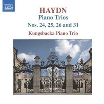 CD cover for Haydn piano trios featuring an ornate iron gate.