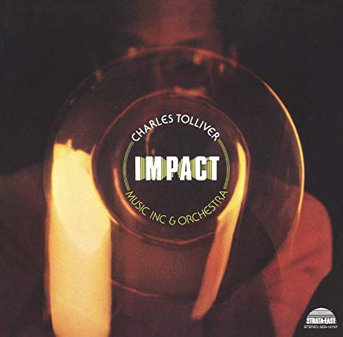 Charles Tolliver “Impact” vinyl record cover with brass instrument view.