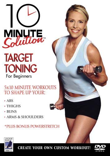 DVD cover featuring a blonde woman exercising with dumbbells, wearing a blue tank top.