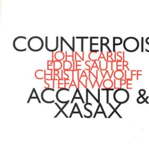 A white CD cover with black and red text, featuring artist and title names.