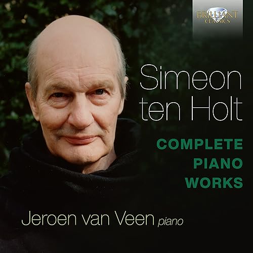 CD cover featuring a portrait of composer Simeon ten Holt and pianist Jeroen van Veen.