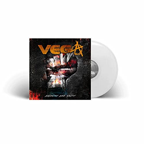 Vega album cover with a raised fist and a white vinyl record.