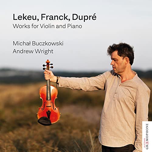 CD cover featuring a violinist and text: Lekeu, Franck, Dupre.