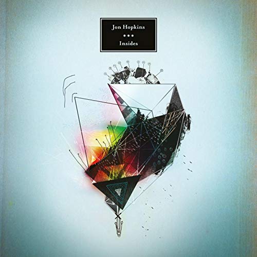 "Album cover with abstract heart-shaped design and 'Jon Hopkins Insides' text on blue background."