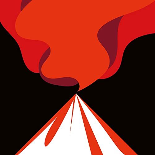 Album cover: abstract red and white shapes on black background.