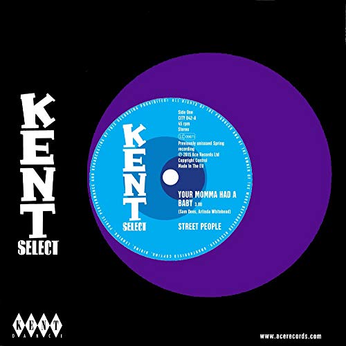 7-inch vinyl record label with purple and blue concentric circles.