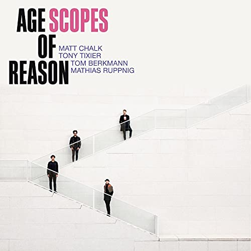 CD cover for “Age Of Reason” by Scopes, featuring four men on stairs.