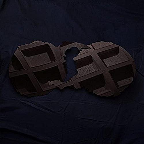 Dark album cover with a broken, woven wooden figure-eight shape.