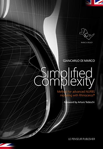 "Simplified Complexity" book cover with abstract 3D grid design and white, orange text on black.