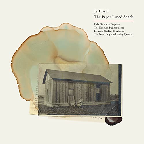 CD cover for Jeff Beal’s “The Paper Lined Shack” featuring a rustic cabin.