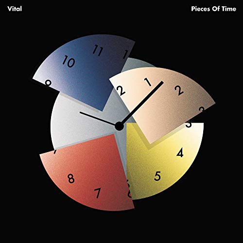 Album cover for "Pieces of Time" featuring a fragmented clock face.
