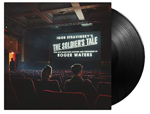 Vinyl album cover: dark theater with screen displaying "The Soldier's Tale" text.