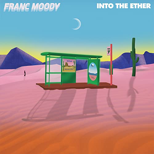 “Into The Ether” CD cover with desert landscape and bus stop scene.