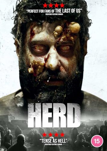 DVD cover for "Herd" featuring a close-up of a man with disturbing growths.