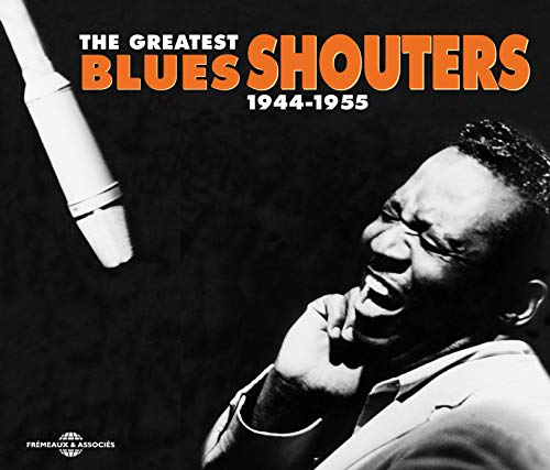 CD cover: Black and white photo of a blues singer with a microphone.