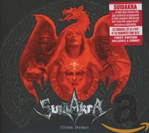 Suidakra "Eternal Defiance" CD cover: red dragon and warrior figures.