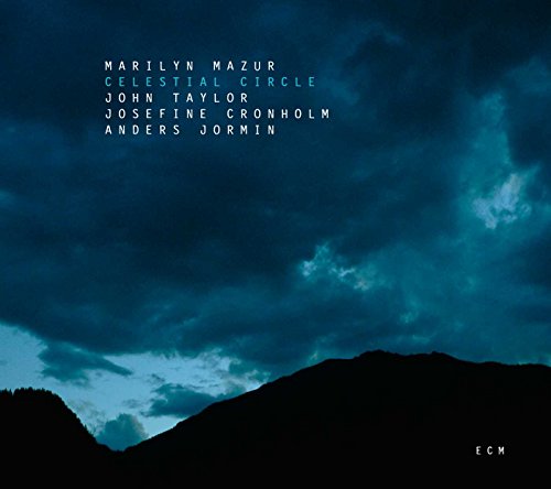 "Album cover with dark blue sky, clouds, and mountains, featuring artist names and 'ECM' logo."