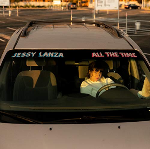 CD cover: Woman driving, text "Jessy Lanza All The Time" on car windshield.