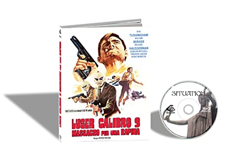 Blu-ray case and disc for the film Luger Calibro 9 with action artwork.