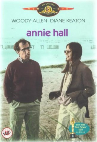 "Woody Allen and Diane Keaton on a beach, on the DVD cover for Annie Hall."