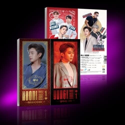 CD album packaging featuring portraits of two men on red and black covers.