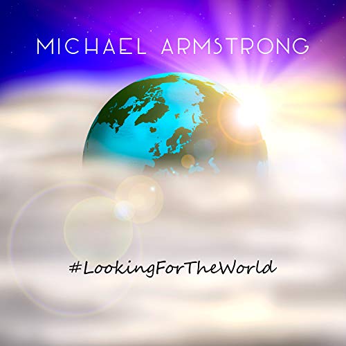 "Album cover with a blue planet and sunburst in cloudy space."