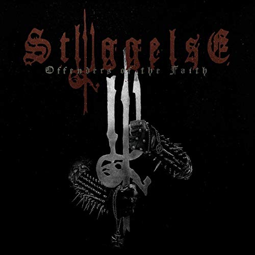 Black and white album cover with band name, skull, and cross imagery.