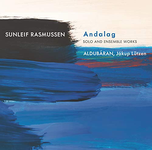 "Album cover with abstract blue and black brushstrokes, featuring artist and title information."