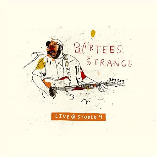SketchLined drawing of a man playing guitar with orange, brown, and yellow accents.