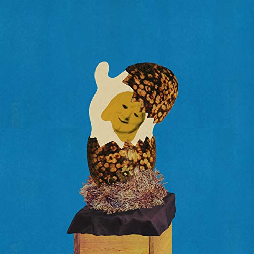 CD cover: Collage of a smiling face emerging from a cracked egg.