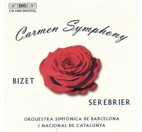 CD cover: "Carmen Symphony" with a red rose, composers Bizet & Serebrier.