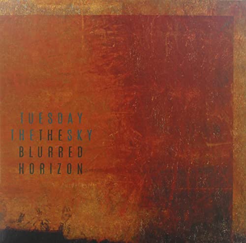 Vinyl record cover with textured orange background and blue text.