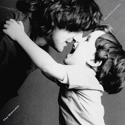 Black and white album cover featuring two children in a playful struggle.