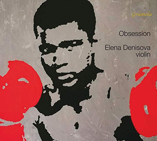 "Album cover with a man's portrait and red shapes on a gray background."