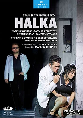 DVD cover for opera "Halka" featuring performers in costume.