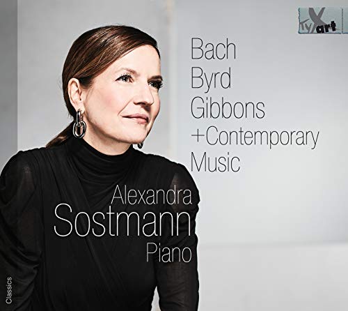 CD cover with a woman in black, piano music title, and logo.