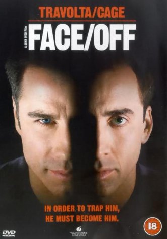 DVD cover for "Face/Off" featuring split images of Nicolas Cage.