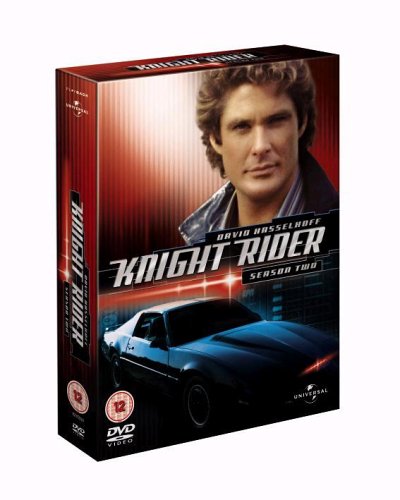 DVD case for "Knight Rider: Season 2" with David Hasselhoff and a black car.