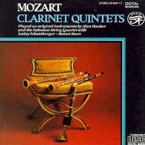 CD cover with clarinet and music stand on red background, titled "Mozart Clarinet Quintets".