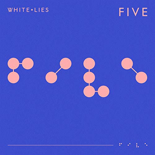Album cover for White Lies’ “FIVE” with pink circles on blue.