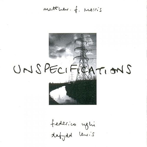 "Album cover with a black-and-white photo of power lines and handwritten text."
